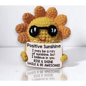 Crochet Sunshine with Sunglasses – “Rise & Shine” Motivational Plush